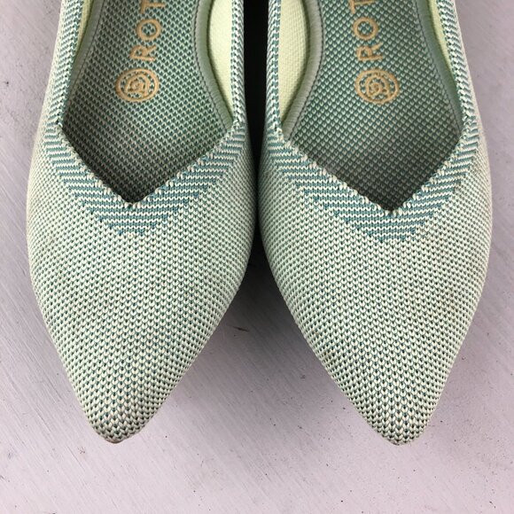 Rothy's Women's Size 6.5 The Point Mint Green Pointed Toe Slip On Ballet Flats - Picture 5 of 13